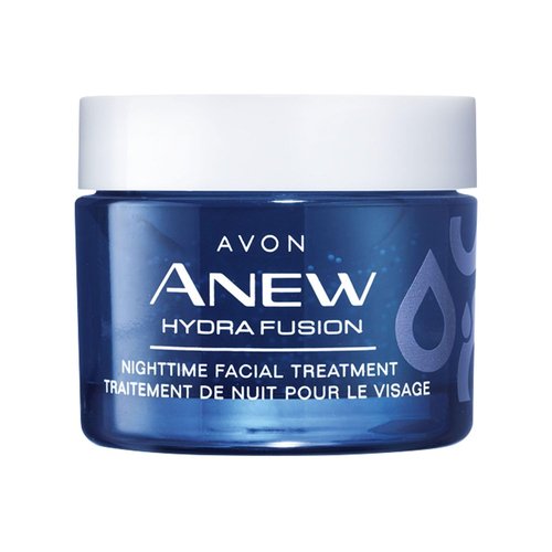 AVON Anew Hydra Fusion Nighttime Facial Treatment 1.7 oz – Hydrating Night Cream with Hyaluronic Acid, Raspberry Antioxidant & Shea Butter Beads – Deep Moisture & Environmental Defense – Rose Scent