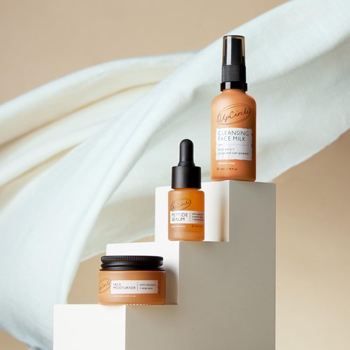 UpCircle Discovery Set – Cleansing Face Milk, Face Moisturiser and Peptide Serum Trio – Vitamin E, Niacinamide + Aloe Vera – Boosts Collagen, Hydrates + Soothes – Vegan + Cruelty-Free