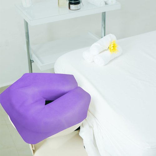 200 Pieces Disposable Face Cradle Covers Massage Headrest Covers for Massage Tables and Massage Chairs Beauty Spa Salon Bed, 11.8 x 15.7 Inches (Purple)