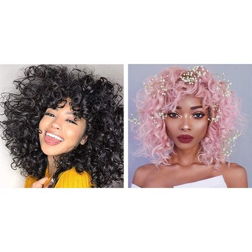 andromeda 2 Pcs Black Wig + Pink Wig