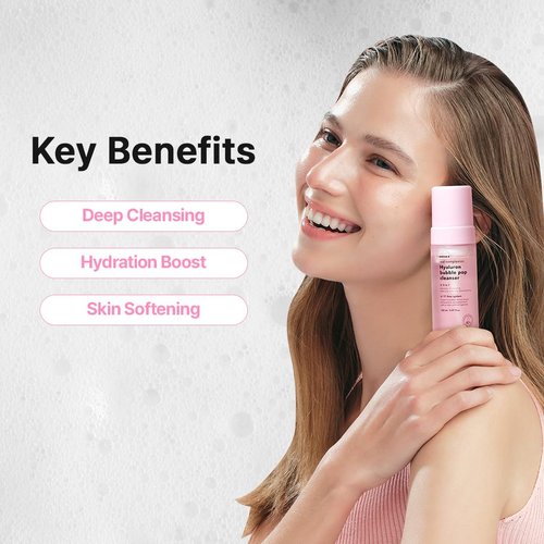 Hanskin Hyaluron Bubble Pop Cleanser – Korean Hydrating Foaming Face Wash with Hyaluronic Acid for Gentle Deep Cleansing, Softening Glow, pH-Balanced Daily Cleanser for Glass Skin | 5.07 fl oz