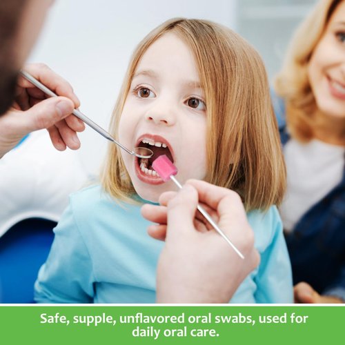 250 Pcs Disposable Oral Swabs - Medical-Grade Sponge Mouth Swabs for Teeth, Gum, and Oral Care, Ideal for Elderly, Adults, Kids, and Pets, 5.11 Inch Pink Swabsticks
