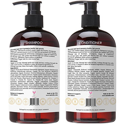 Laritelle Organic Hair Growth Set ? Diamond Strong ? Shampoo, Conditioner & Treatment Combo ? Nourish, Strengthen & Promote New Hair Growth ? Made in USA