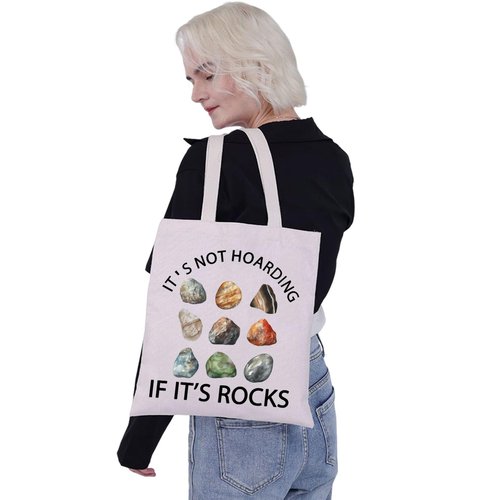 G2TUP Rockhounding Gifts Rock Collector Shoulder Bag Geologist Tote Bag It's Not Hoarding If It’s Rocks Lover Gift (Rock Tote Bag)