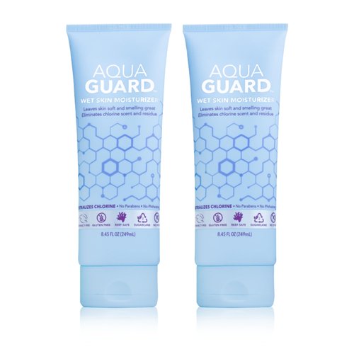 AQUA GUARD After-Swim Wet Skin Moisturizer | Leaves Skin Soft+Neutralizes Chlorine Scent & Residue | In-Shower Lotion | Saves time | Apply to wet skin then towel off | Fast Absorbing (2-Pack)