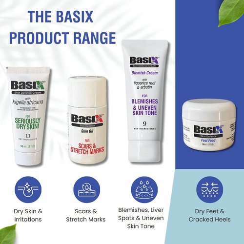 Basix Skin Defence Foot Food Repair Restore Tired Dry Feet Cracked Heels 5% Urea and Peppermint Oil Soothes Invigorates and Stimulates Tired Feet