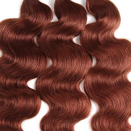 Fridnae Color 33 Bundles Human Hair Reddish Brown Body Wave Human Hair Bundles Copper Red Bundles Human Hair 3 Bundles 8 8 8 Inch Brown Body Wave Bundleshair Weave