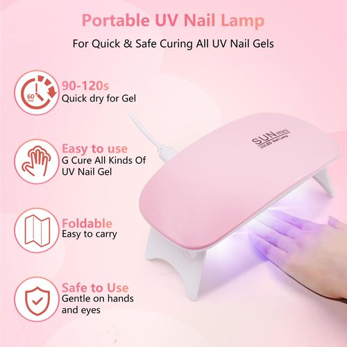 Acrylic Nail Kit for Beginners with Everything - Practice Hand for Acrylic Nails - 6PCS Nail Powder Liquid Set with UV Lamp - Professional Manicure Set in Pink Bag for Starter Home Salon (Purple-1)