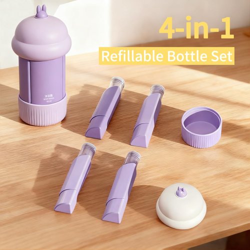 NAICHA Travel Cosmetic Case Toiletry Bag with Zipper Refillable 4-in-1 Silicone Kit Toiletry Bottles、Squeeze Toiletry Bottles Leakproof Accessories for Toiletries Shampoo Lotion Body Wash (BPA Free)