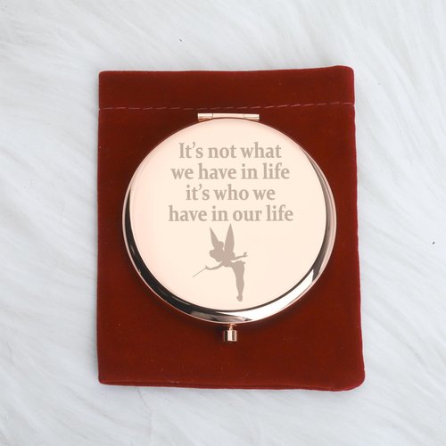WUSUANED Fairy Princess Makeup Mirror It’s Not What We Have in Life It’s Who We Have in Our Life Jewelry Princess Gift Peter Gift Cartoon Fan Gift