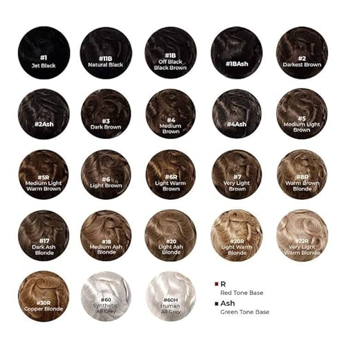 Amiable Men's Toupee - Human Hair Replacement System, Singleknot 0.04mm PU Thin Skin Black Male Hair Unit