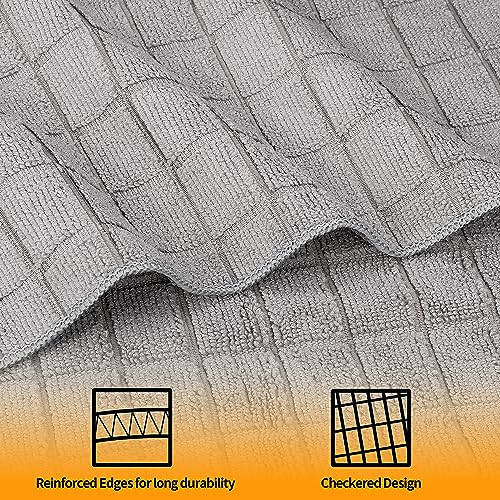 HOMERHYME Microfiber Hand Bath Towels, 6 Pack 25''*15'' Grey Bathroom Hand Towels, All-Purpose Quick Dry Lint Free Soft Absorbent Checkered Washcloth Fingertip Towels Bulk for Travel Gym Hotel