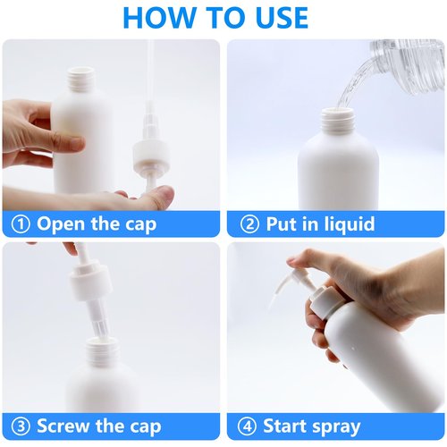 DTDNZKN 2 Pack 10 Oz (300ml) Pump Bottles Dispenser for Massage Oil, Liquid Soap with Labels