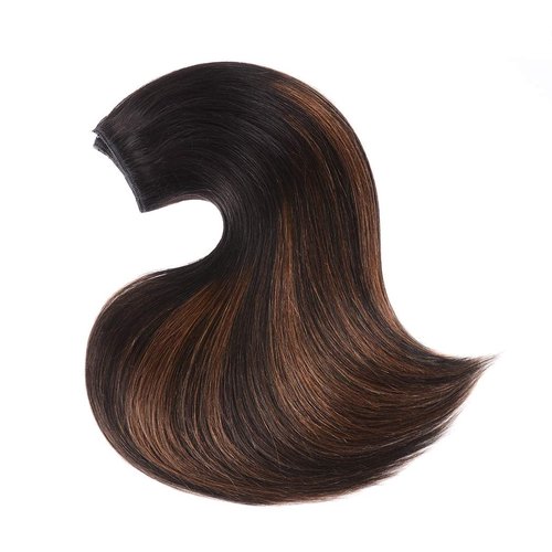 14" Remy Clip in Hair Extensions Human Hair Natural Black to Chestnut Brown Highlight Black for Beauty - Short Silky Straight 8pcs Real Hair Extensions Clip In Human Hair(14 inch 100g #(1BT6) P1B)