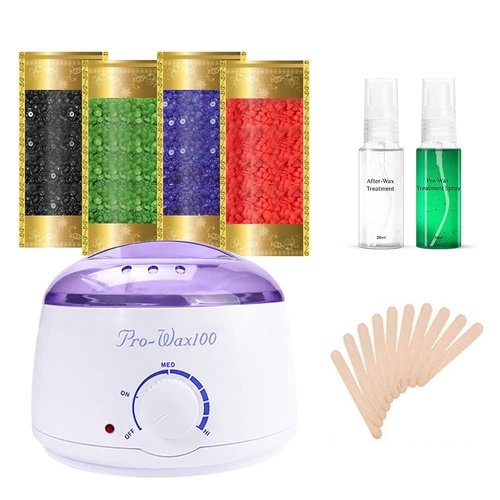 Portable Electric Wax Warmer Kit for Total Body Hair Removal - Melting Pot Hot Wax Heater with Accessories for Facial, Bikini, Armpit Waxing at Home for All Genders