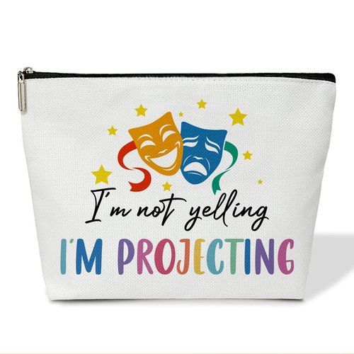 Drama Theater Gift for Teen Girls Makeup Bags For Women, 1 Pack Comedy Tragedy Mask Cosmetic Travel Toiletry Bag, Musical Theater Broadway Gift for Actor Actress Birthday Gift for Bestie Sister - L689