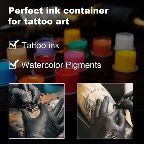 Tattoo Ink Caps with Base - Gakonp 500pcs Mixed Sizes Tattoo Ink Cups #11 Small #14 Medium #17 Large Disposable Ink Caps Plastic Pigment Cups Tattoo Supplies