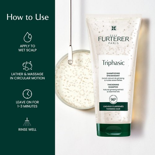 Rene Furterer TRIPHASIC Thickening Shampoo – For Thinning Hair – Improves hair density & strength – Scalp Nutrition – Rosemary Oil - For Men & Women - Color Safe - 6.7 fl. Oz