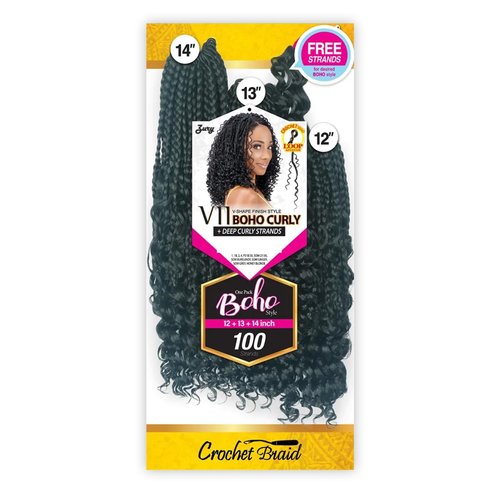 Royal Zury Crochet Briad V-shape Finish Style V11 Boho Curly (12"+13"+14") (SOM 27/30)