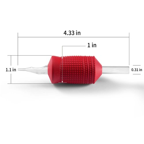 BEZTAT 25mm (1 Inch) Ultra Premium Clear Disposable Tubes w/Red Soft Silicone Grip- 20 Pack Round Tip (7RT)