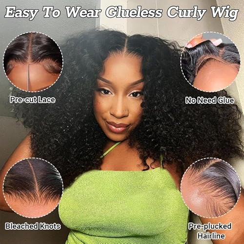 Asteria Curly Human Hair Wig 7x4 Ready To Wear Glueless Wigs Human Hair Pre Plucked Pre Cut Curly Lace Front Wigs Human Hair Wigs For Black Women 18 Inch