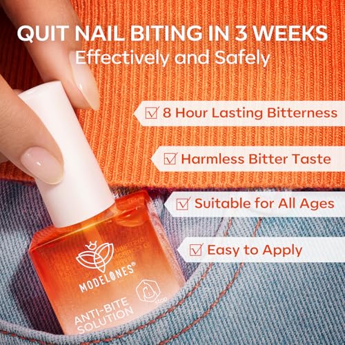 modelones Nail Biting Treatment for Kids Thumb Sucking Deterrent Nail Biting Prevention for Kids Quick Dry Bitter No Bite Nail Polish Stop Biting Nails Repair for Damaged Nails 0.34 fl oz