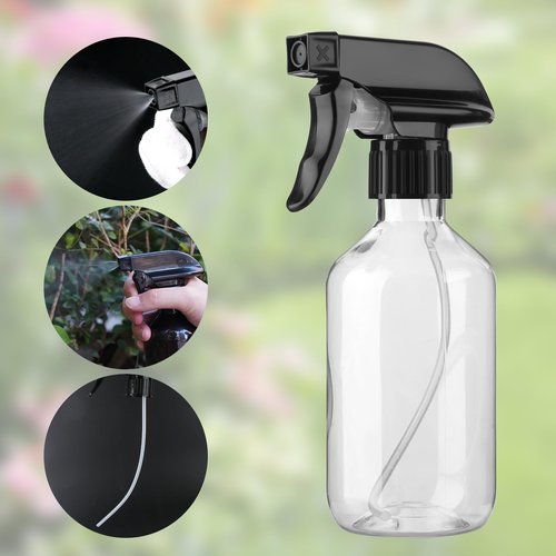 Arkeiliy 2-Pack Leakproof Spray Bottles (300ml/10oz) - Adjustable Nozzle for Fine Mist & Jet Stream | Premium Refillable Plastic Bottles for Hair Styling, Plant Misting, Cleaning Solutions (Clear)