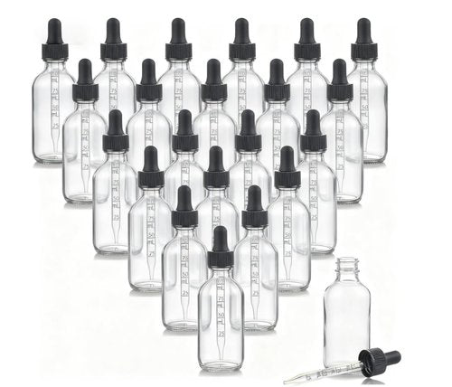 20 Pcs Clear Glass Dropper Bottle 120ml with Gold Accents & Marked Pipettes – Versatile for DIY Beauty, Herbal Remedies & Perfumes – Empty 4 oz Containers for Gifting & Travel Kits