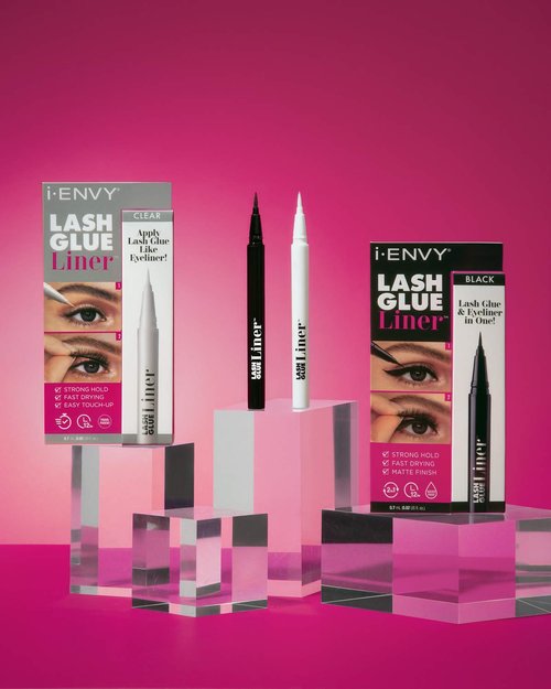 i-ENVY 2 in 1 Lash Glue Liner, Eyelash Adhesive & Eyeliner in One (0.02 Oz), Quick Precise Application, Fast Drying Matte Finish, Strong Hold for Lash Cluster, Strip Lash Extension (Black & Clear)