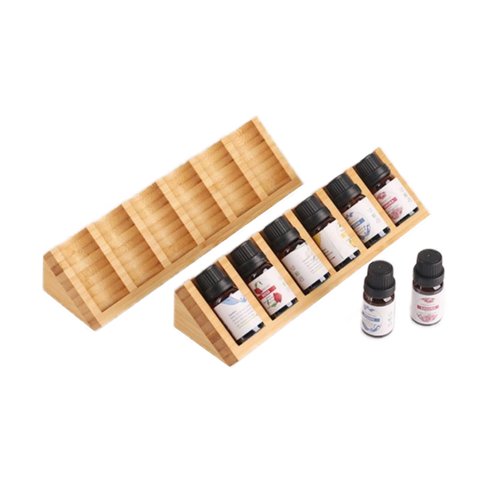 HAN SHENG 2 Pcs 6 Grids Wooden Essential Oil Storage Racks Organizer Bottles Display Stand Holder Drawer for Tabletop Perfume Rack