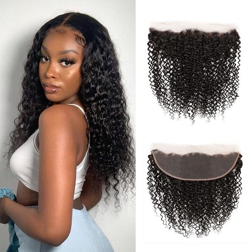 13x4 Lace Frontal Closure Kinky Curly Lace Frontal Closure 18 Inch HD Lace Closure Ear to Ear Transparent Lace Frontal with Baby Hair Natural Color