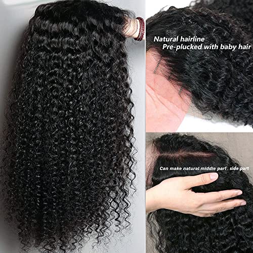 26 Inch Kinky Curly Lace Front Wig Human Hair 13x4 Wear and Go Glueless Wigs Human Hair Pre Plucked with Baby Hair HD Deep Jerry Curly Wave Lace Frontal Wigs 150% Density Full and Thick