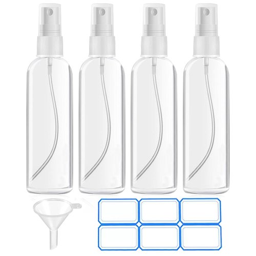DTDNZKN 4 Pack 4 Oz (120ml) Small Spray Bottles - Fine Mist, Refillable, Reusable