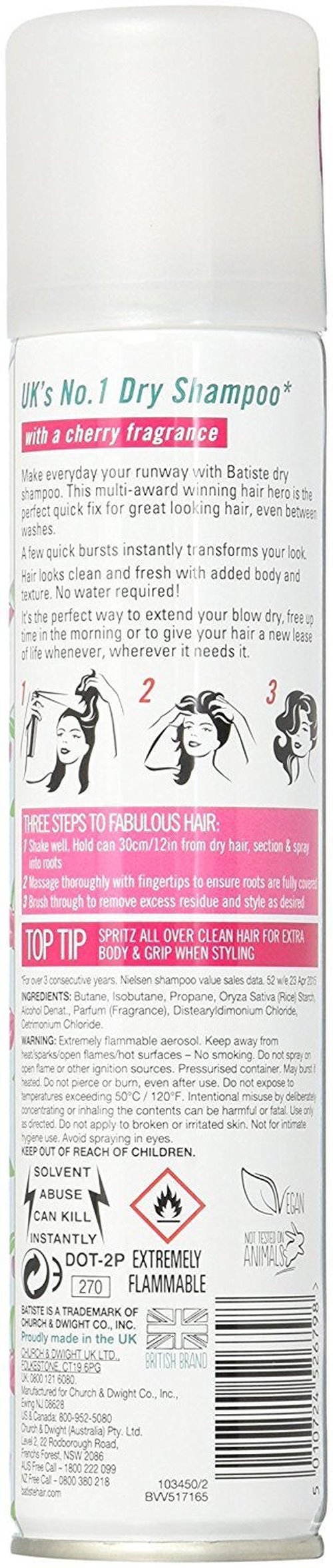 Batiste Dry Shampoo, Cherry 6.73 oz (Pack of 4)