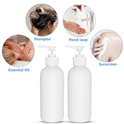 DTDNZKN 2 Pack 10 Oz (300ml) Pump Bottles Dispenser for Massage Oil, Liquid Soap with Labels