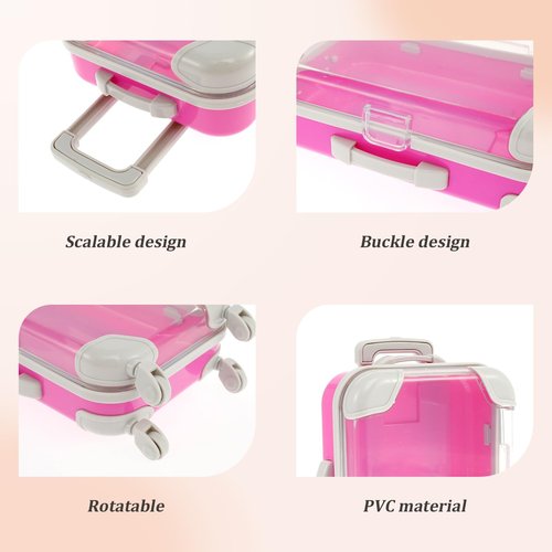 FALESOUL 12 Pack Mini Suitcase Party Favor Box, Luggage Storage Box Empty Candy False Eyelashes Tray Tiny Suitcase, Cute Clear Tiny Packaging Box for Travel Theme Party and Celebrations
