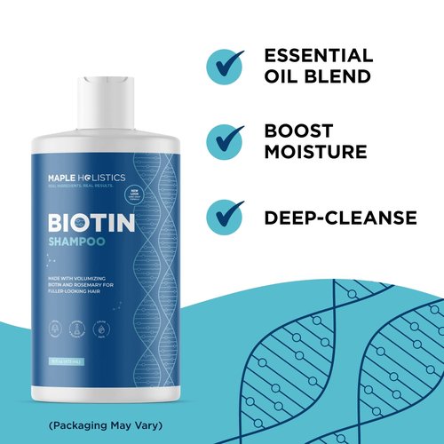 Biotin Volumizing Shampoo for Fine, Thinning Hair - Sulfate-Free with Tea Tree and Rosemary Oils, Plus Hair, Skin and Nail Vitamins