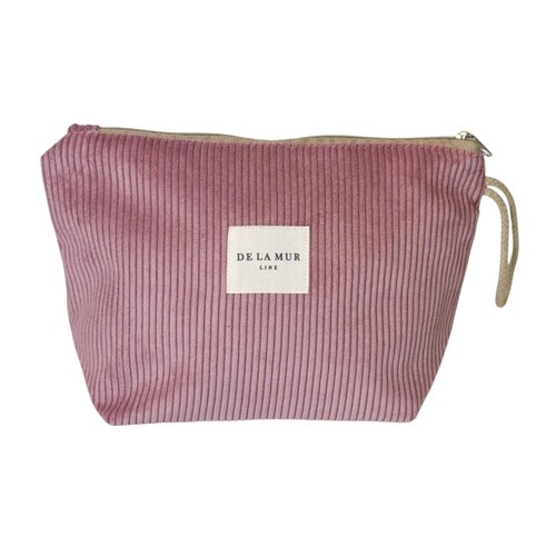DE LA MUR LINE Pink Corduroy Cosmetic Bag for Women – Large Toiletry Bag for Travel, Skincare & Makeup Organizer, Travel Size Toiletries Bag – Cruise & Vacation Gift – Made in Barcelona, Spain