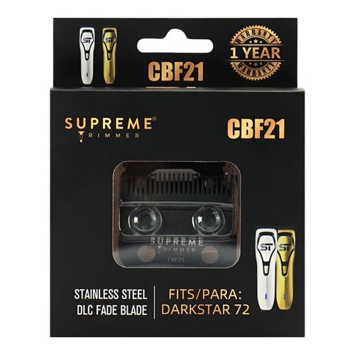 Supreme Trimmer DLC Coated Steel Replacement Blade CBF21 | Fade Blade for Darkstar72 & Most Hair Clippers | Black