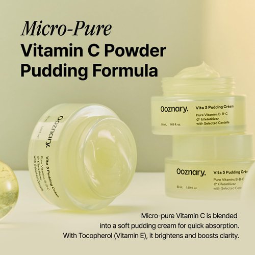 OOZNARY Vita 3 Pudding Cream with Vitamin BBC and for Radiant Glow & Extra Hydration | Korean Skin care | 1.69 fl.oz 50ml