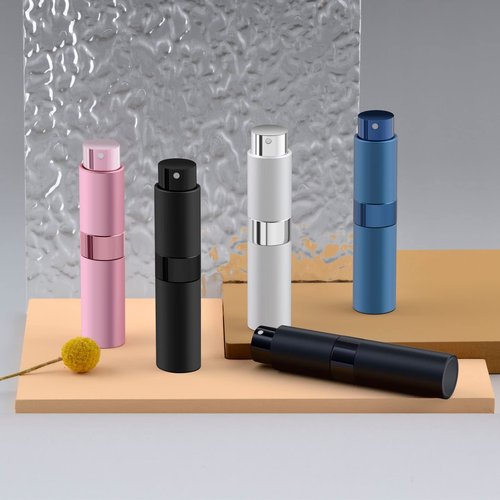 KOIBITO 7PCS/8ML Portable Refillable Mini Perfume Atomizer Bottles, Empty Cologne Spray Bottle, Pocket Travel Perfume Bottles Include Refill Tools(Matte Black)