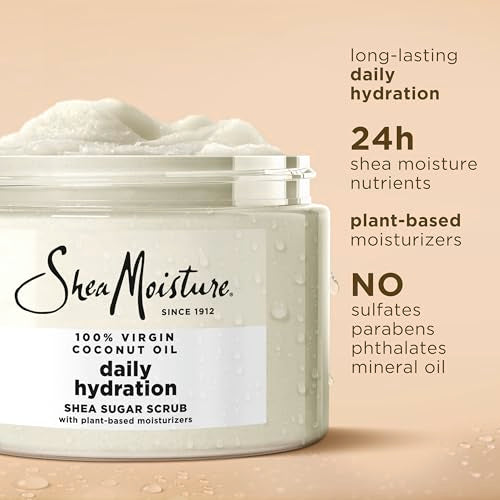 SheaMoisture Shea Sugar Body Scrub For Nourish And Replenish Skin Virgin Coconut Oil Daily Hydrating Body Scrub With 24h Shea Moisture Nutrients 12 oz