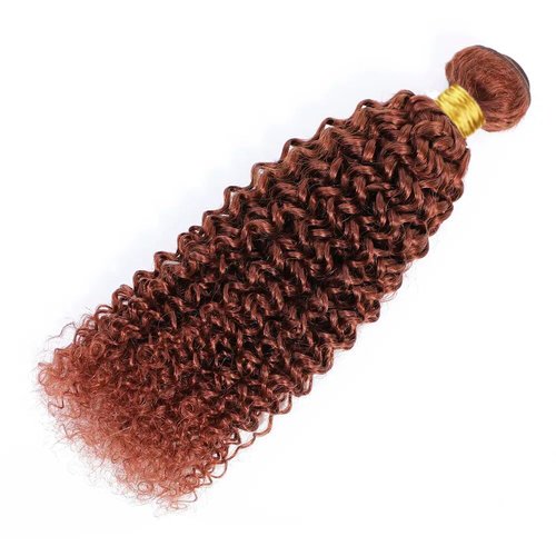 QEUOPE Auburn Kinkycurly Bundles Human Hair Color 33 Reddish Brown Deep Curly Wet and Wavy Bundles Double Weft Brazilian Hair Extensions Silky and Soft for Women (8 10 12 inch 3 Bundles)