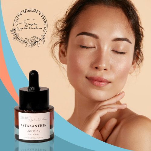 Astaxanthin Under Eye Serum with EMU oil - 0.67 fl. oz./ 20 mL | Emu oil serum | Powerful antioxidant astaxanthin | Sea Buckthorn, Squalane, Aloe Vera, Coffee |Preservative free | 100% Natural