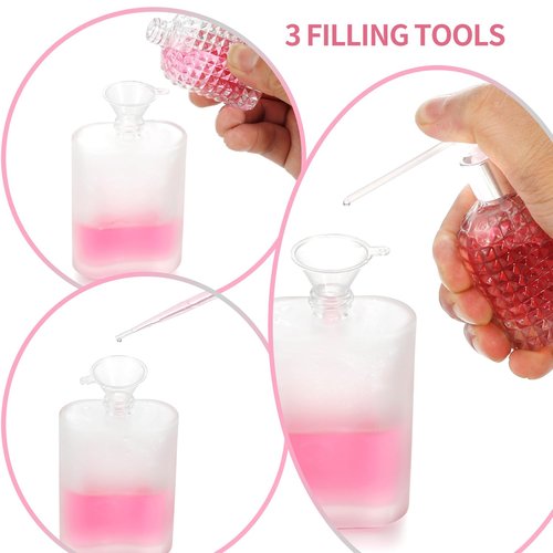 Jxcmeng 4 Pack 100ml/3.38 Oz Empty Frosted Glass Spray Bottle Perfume Atomizer, Refillable Spray Empty Perfume Bottles Fine Mist Atomizer Cosmetic Container for Travel (4 Pcs 100ml Frosted Bottles)