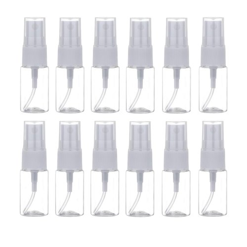 SYBL 12Pcs 10ml/0.3oz Empty Refillable Clear Plastic Fine Mist Spray Bottles Travel Cosmetic Sample Atomizer Containers Vials for Perfume Moisturizer Cleaning Water