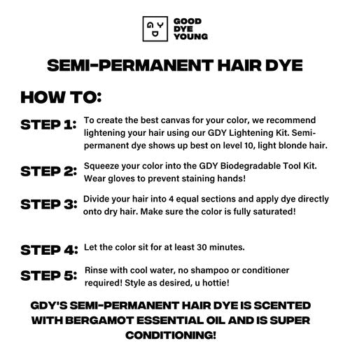 Good Dye Young Semi-Perm Dye (PPL Eater) with Hair Lightening Kit (4oz)