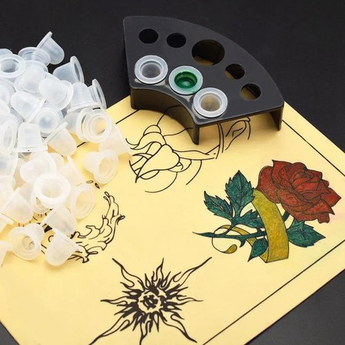 Yuelong 1000pcs Tattoo Ink Caps Large Disposable Pigment Caps Cups Plastic Microblading Permanent Makeup Ink Cups Holder Container Caps Tattoo Ink Supplies (Large-1000pcs, White)