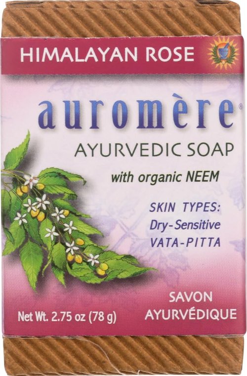 Auromere, Ayurvedic Soap, with Organic Neem, Himalayan Rose, 2.75 oz (78 g) - 3PC