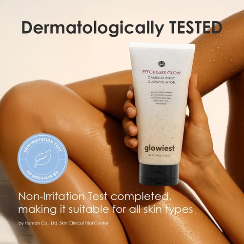 EFFORTLESS GLOW CAMELLIA BODY GLOWFOLIATOR - Natural Body Scrub for Soft & Luminous Skin - Camellia Seed and Flower & AHA, BHA, PHA